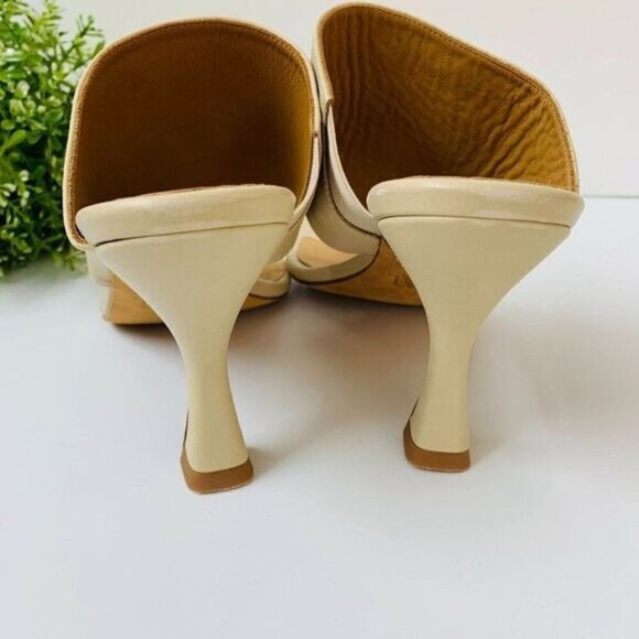 Revolve Toral Mule Thong Square Sandal Heel Sz 41EU Sand Leather Made in Spain - Picture 4 of 13